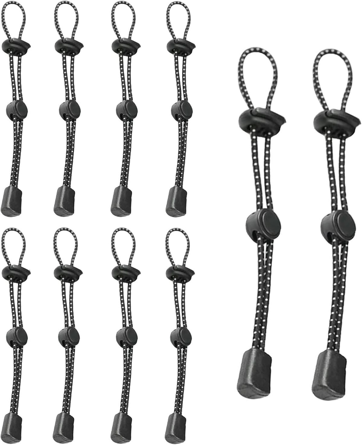 10-Pack Adjustable Reflective Elastic Rope Lanyard for Backpack Hiking Stick Holders with Walking Pole Fixing Buckle
