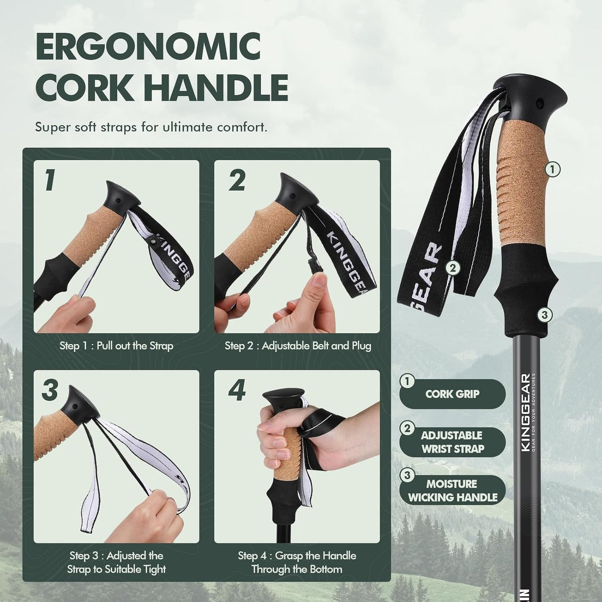Trekking Poles 7075 Aluminum Lightweight Hiking Sticks