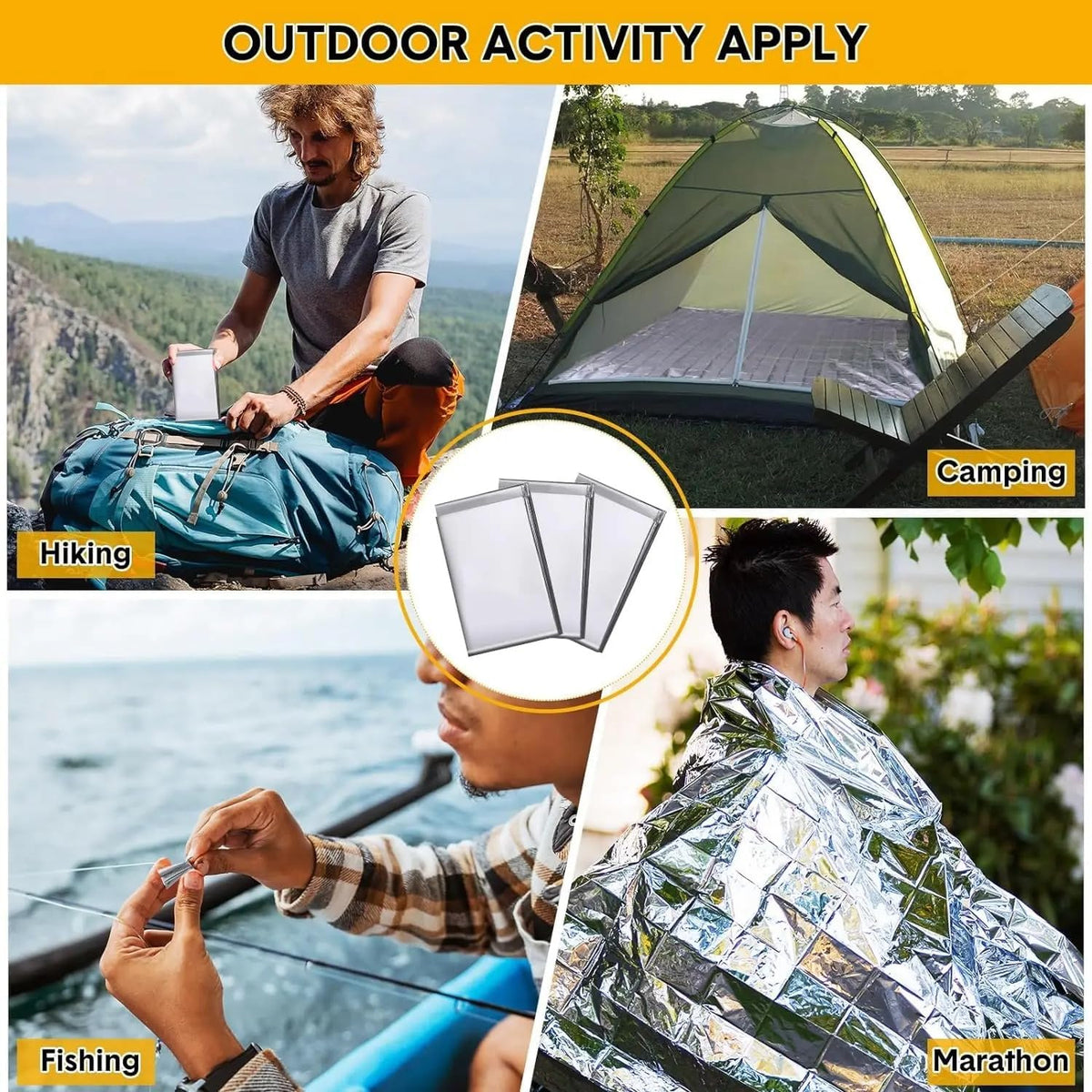 Emergency Survival Blanket, Mylar Thermal Blanket, Gigantic Space Blanket 82" X 63" (1)