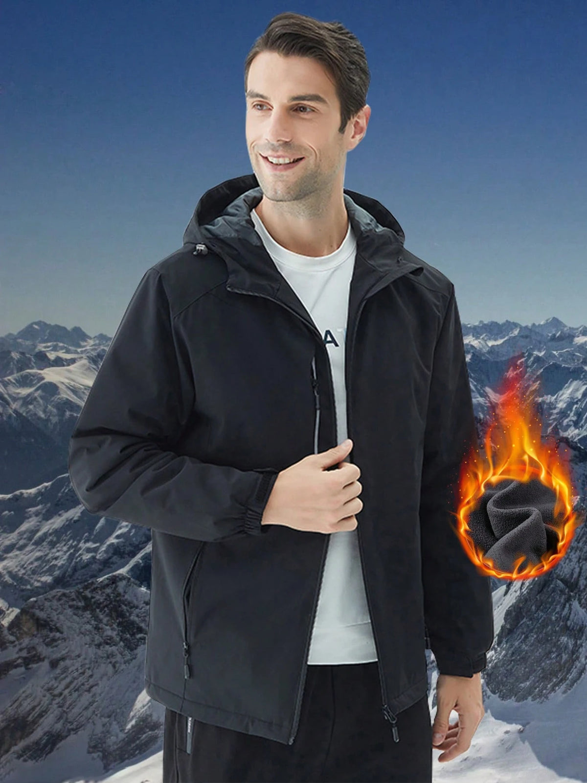Men'S Waterproof Ski Jacket with Thermal Lined, Winter Windbreaker, Hooded Parka, Mountain Climbing Coat Gym Clothes Men