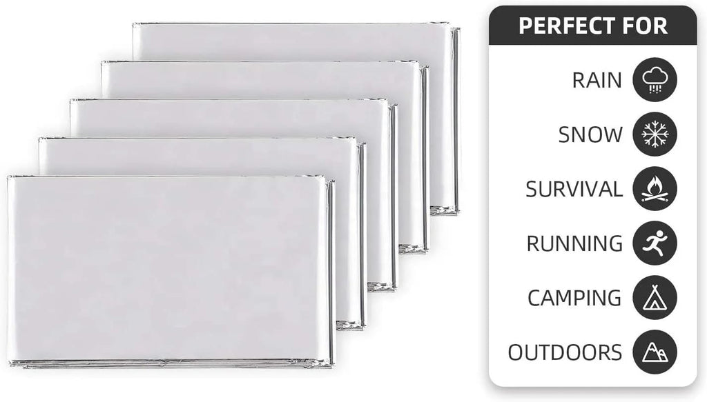 Emergency Survival Blanket, Mylar Thermal Blanket, Gigantic Space Blanket 82" X 63" (1)