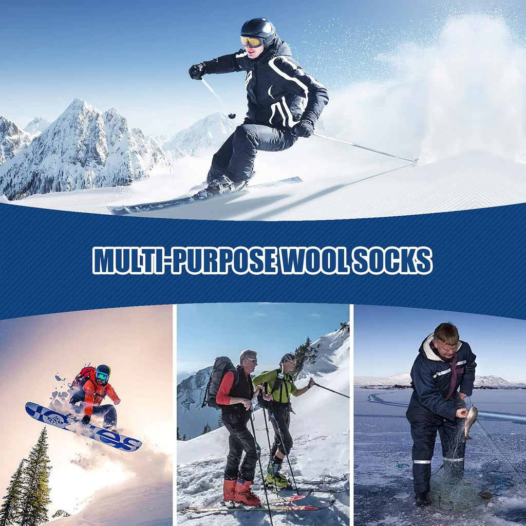 4Pairs Men'S Merino Thermal Warm Crew Wool Hiking Winter Ankle Socks