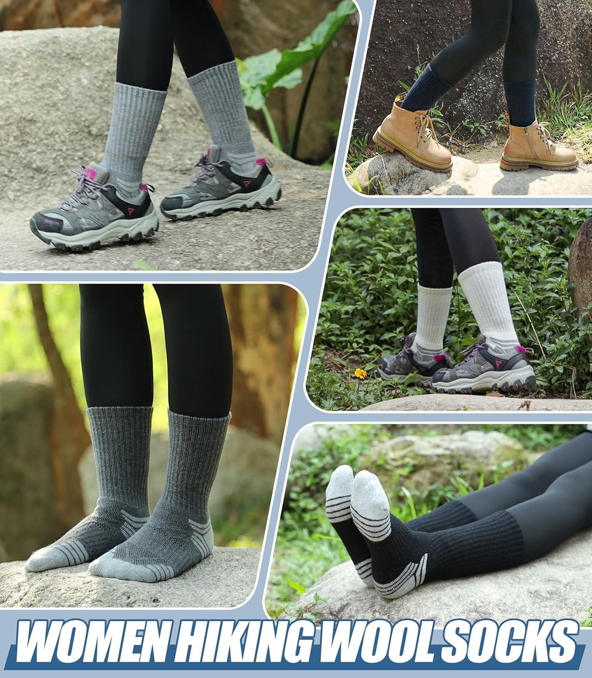 Women's Merino Wool Thermal Crew Socks for Hiking and Running