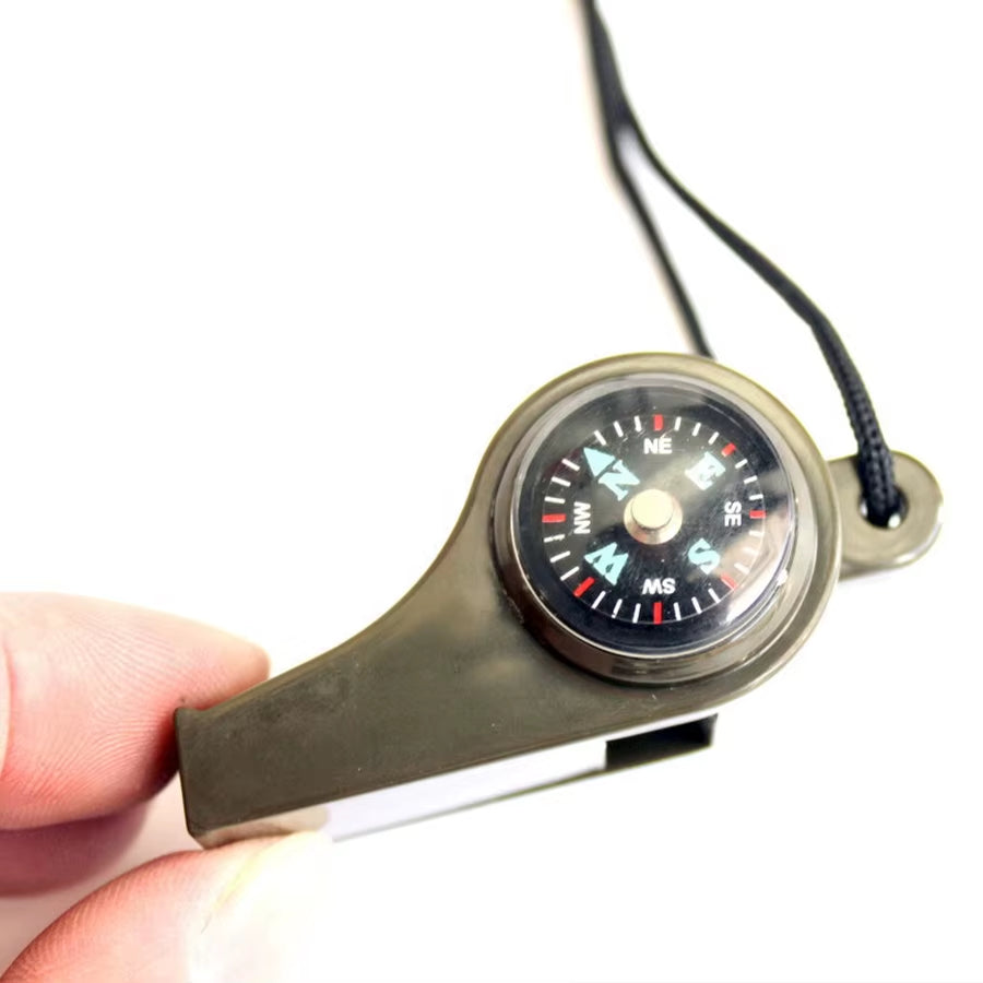 High Decibel Emergency Rescue Whistle with Compass Thermometer and Keychain Camping Hiking and Outdoor Activities