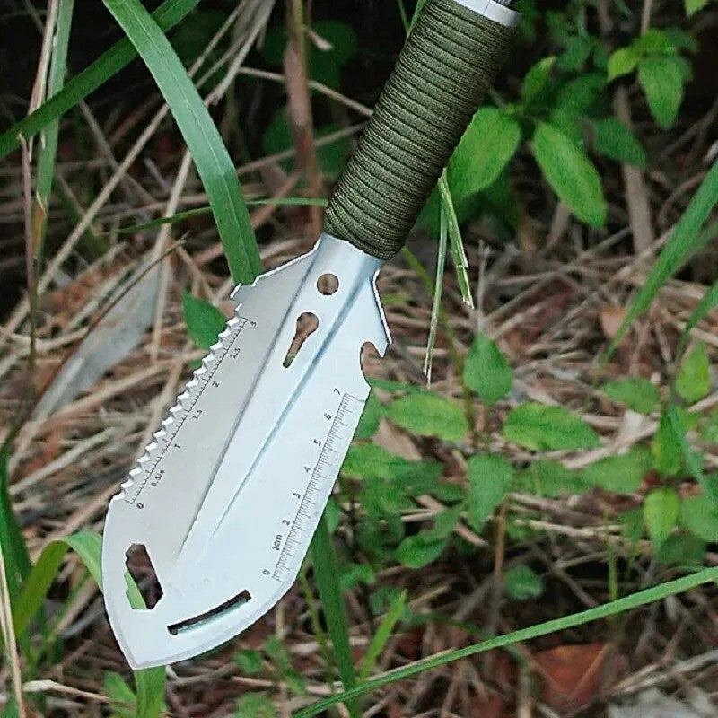 Tactical Survival 6-In-1 Multi-Tool Shovel for Camping, Hiking, Garden Use