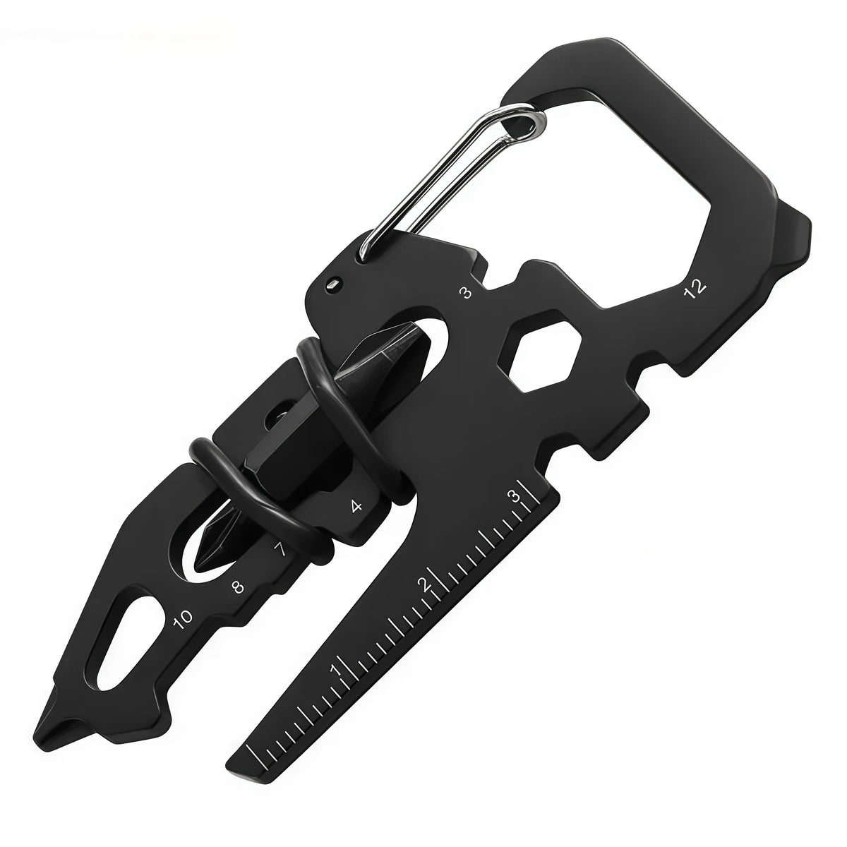 Multifunctional Stainless Steel Carabiner Keychain,Bottle Opener Multi-Tool Card,Portable Outdoor Tool for Camping Climbing EDC