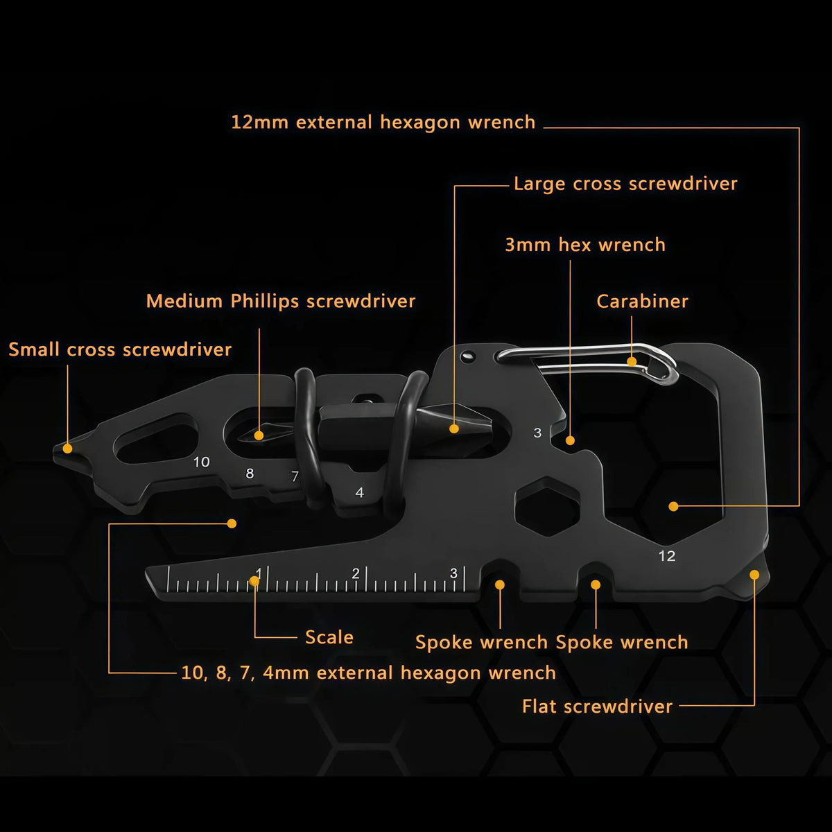 Multifunctional Stainless Steel Carabiner Keychain,Bottle Opener Multi-Tool Card,Portable Outdoor Tool for Camping Climbing EDC