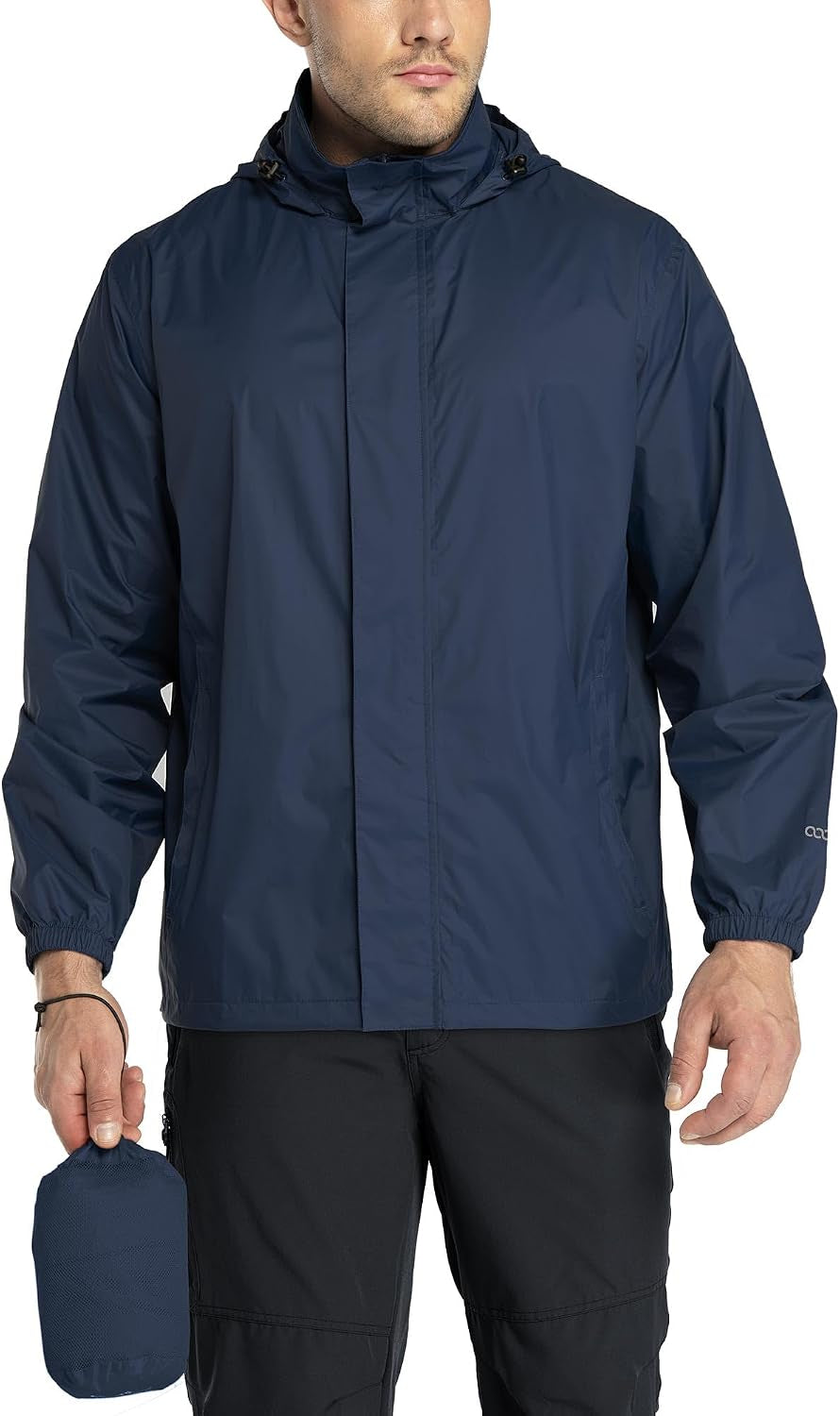 Men'S Packable Rain Jacket Lightweight Waterproof Golf Raincoat