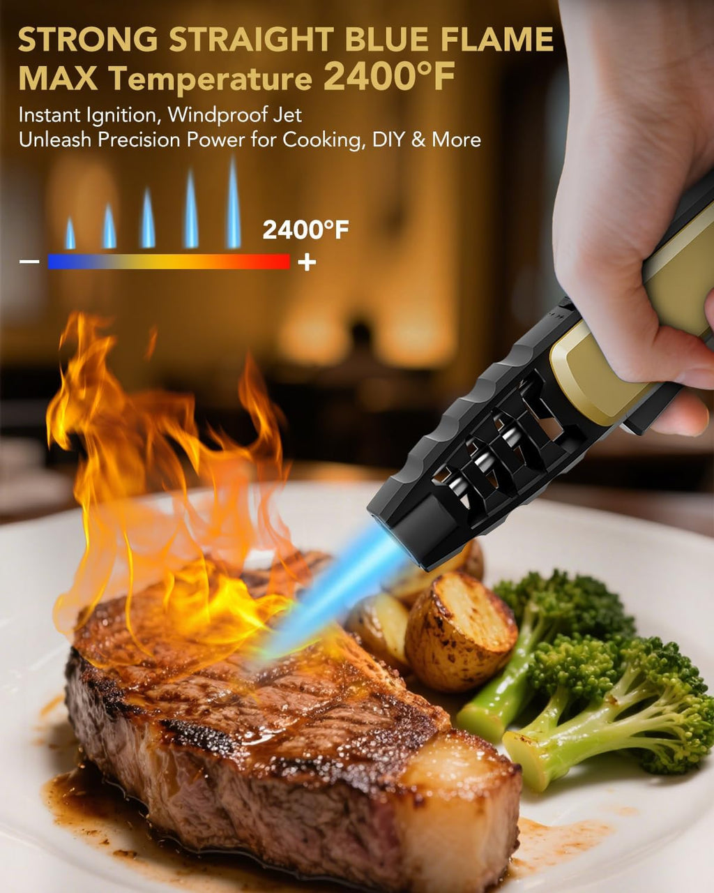 Butane Torch Lighter, Adjustable Jet Flame Lighter, Refillable Torch