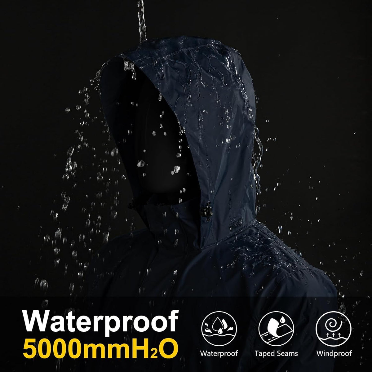 Men'S Packable Rain Jacket Lightweight Waterproof Golf Raincoat