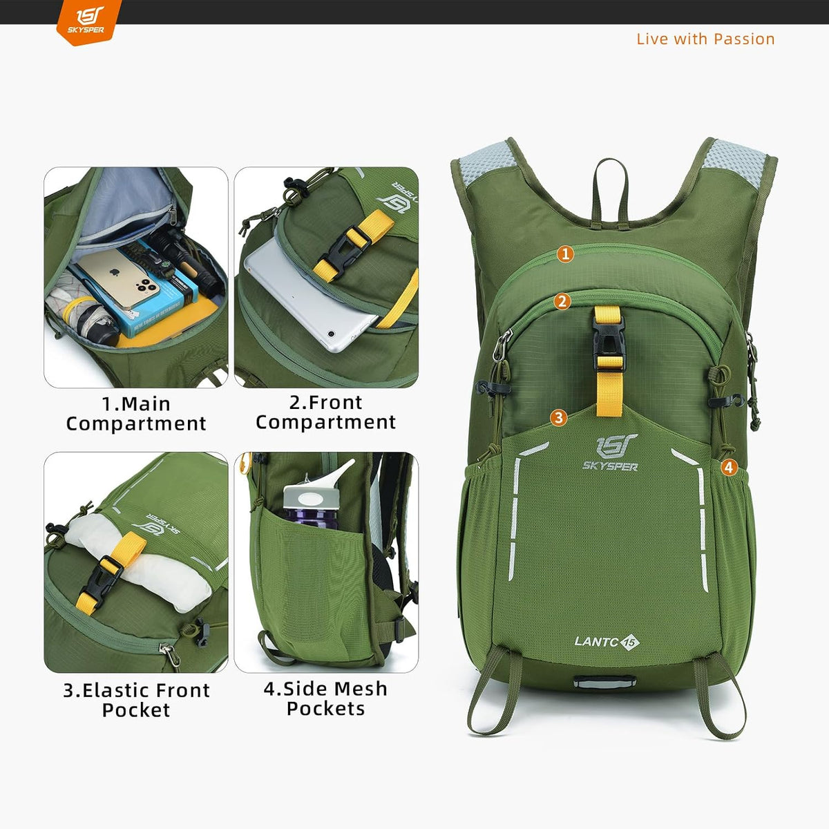 Small Hiking Backpack - 15L Travel Daypack Lightweight Bag Water Resistant Hiking Backpacks for Women Men