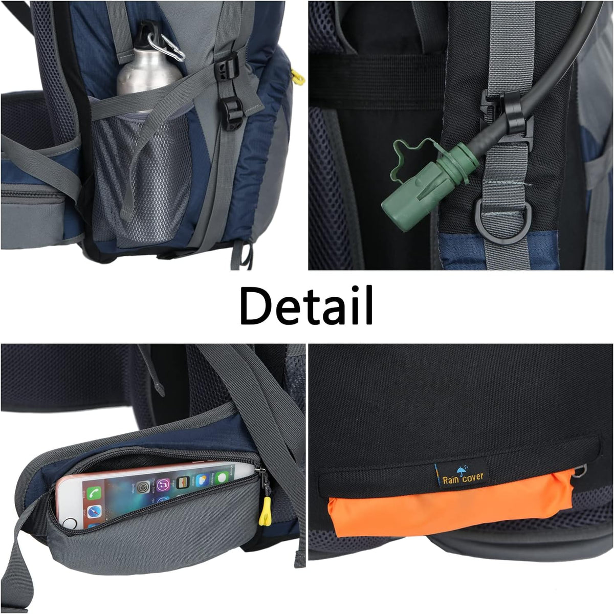 50L(45+5) Waterproof Hiking Backpack Outdoor Daypack W/Rain Cover