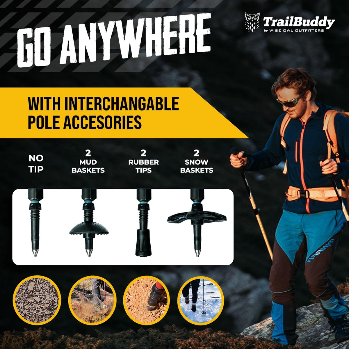 Trekking Poles – Lightweight 7075 Aluminum Hiking Poles for Women, Men & Seniors – Collapsible Walking Sticks for Travel, Trails & Balance