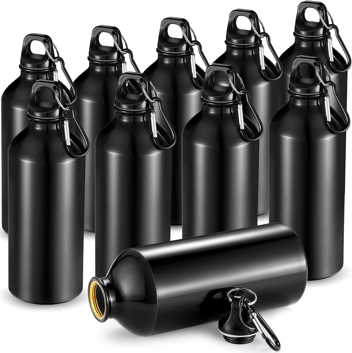 Aluminum Water Bottle 20 Oz Reusable Bottles Lightweight Leak Proof Aluminum Sports Travel Bottles with Twist Cap Buckle for Gym, Hiking, Cycling, Camping, Fishing