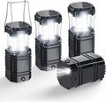 Solar Camping Lantern 4 Pack, Rechargeable LED Lantern with Flashlight