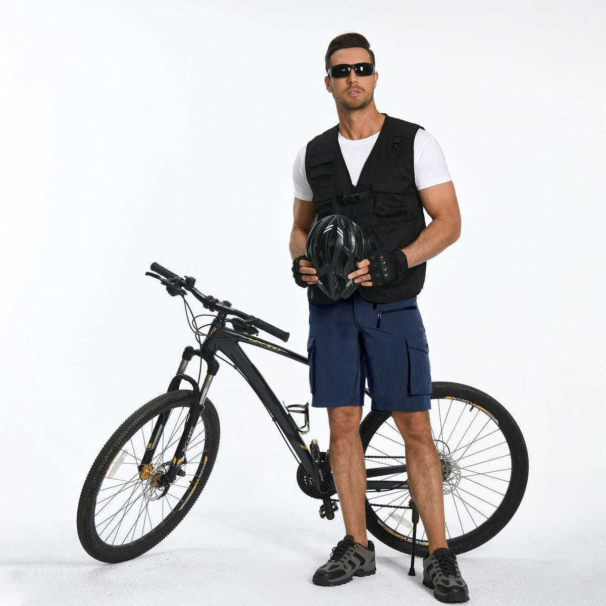 Men'S Mountain Bike Shorts: Stretch Hiking Cargo Shorts