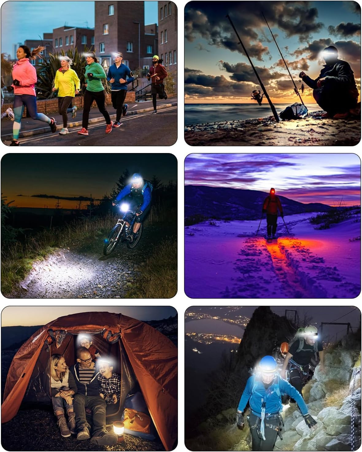Rechargeable Headlamp with Red Light & Motion Sensor, Wide Beam for Camping