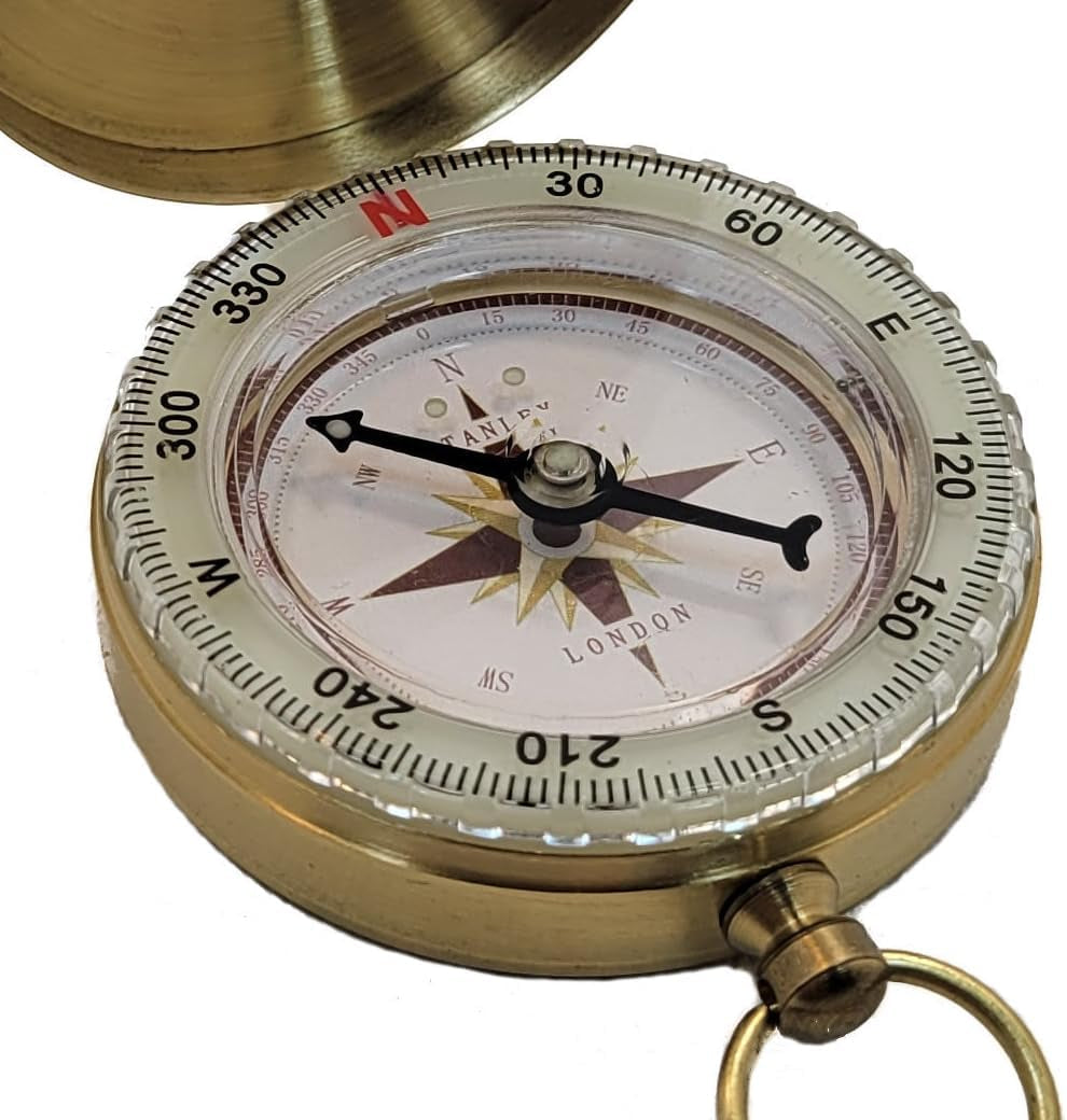 Glow in the Dark Brass Pocket Compass for Kids – Waterproof Navigation Tool for Camping, Hiking, Backpacking, Orienteering, Hunting, Survival Gear, Outdoor Safety & Adventure Gift