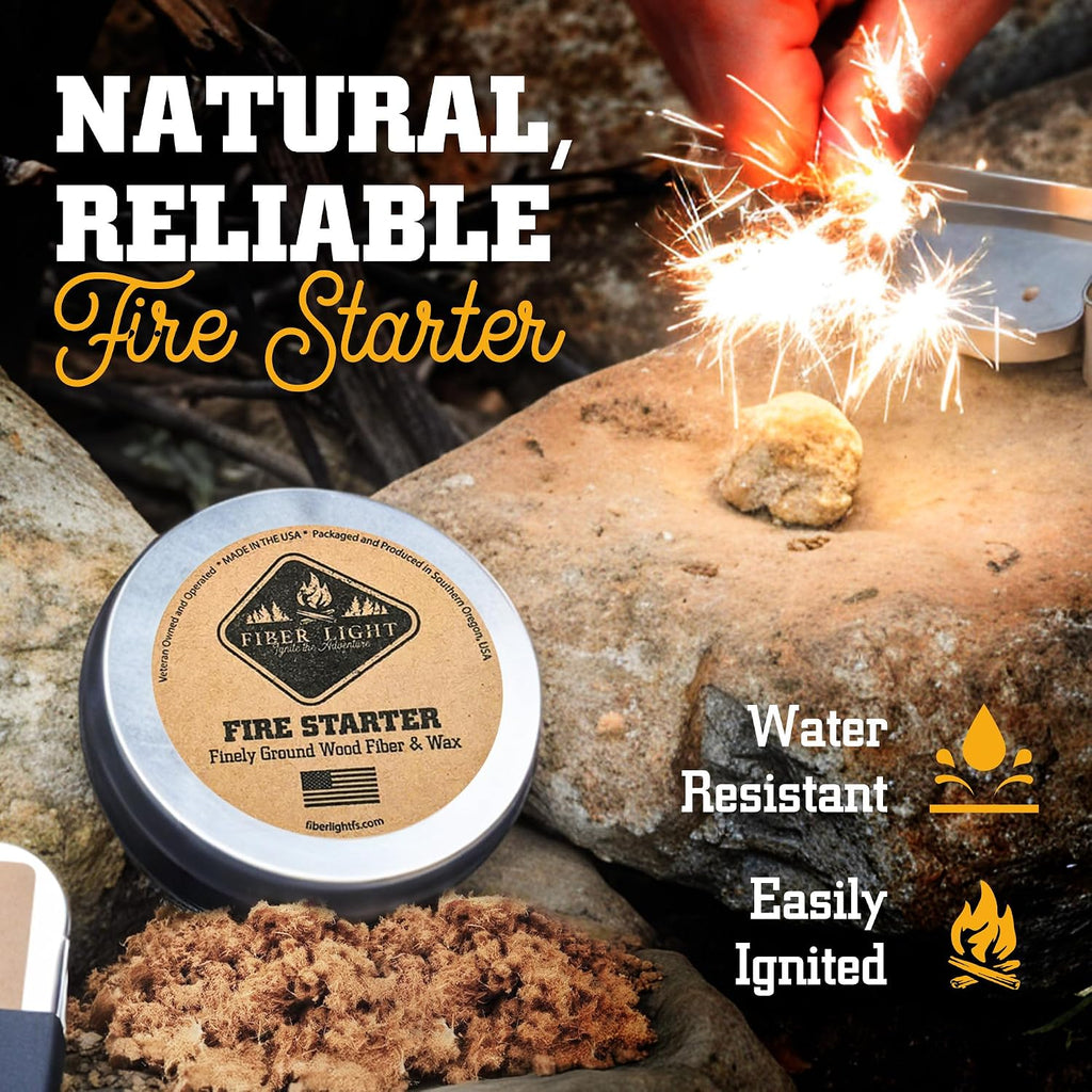 Fire Starter Kit - Natural Wood Fiber Tinder, Water-Resistant Fire Starters for Campfires, Survival Fire Starter, Fire Starters for Grill, Fire Starters for Survival - 3 Pack