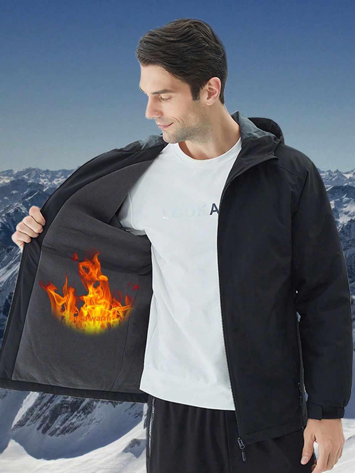 Men'S Waterproof Ski Jacket with Thermal Lined, Winter Windbreaker, Hooded Parka, Mountain Climbing Coat Gym Clothes Men