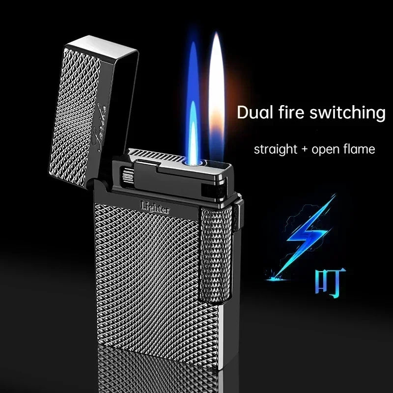 Metal Windproof Torch Gas Lighter Double Flame Butane Lighter Smoking Accessory Gadgets for Men Gift Cigarette Lighter