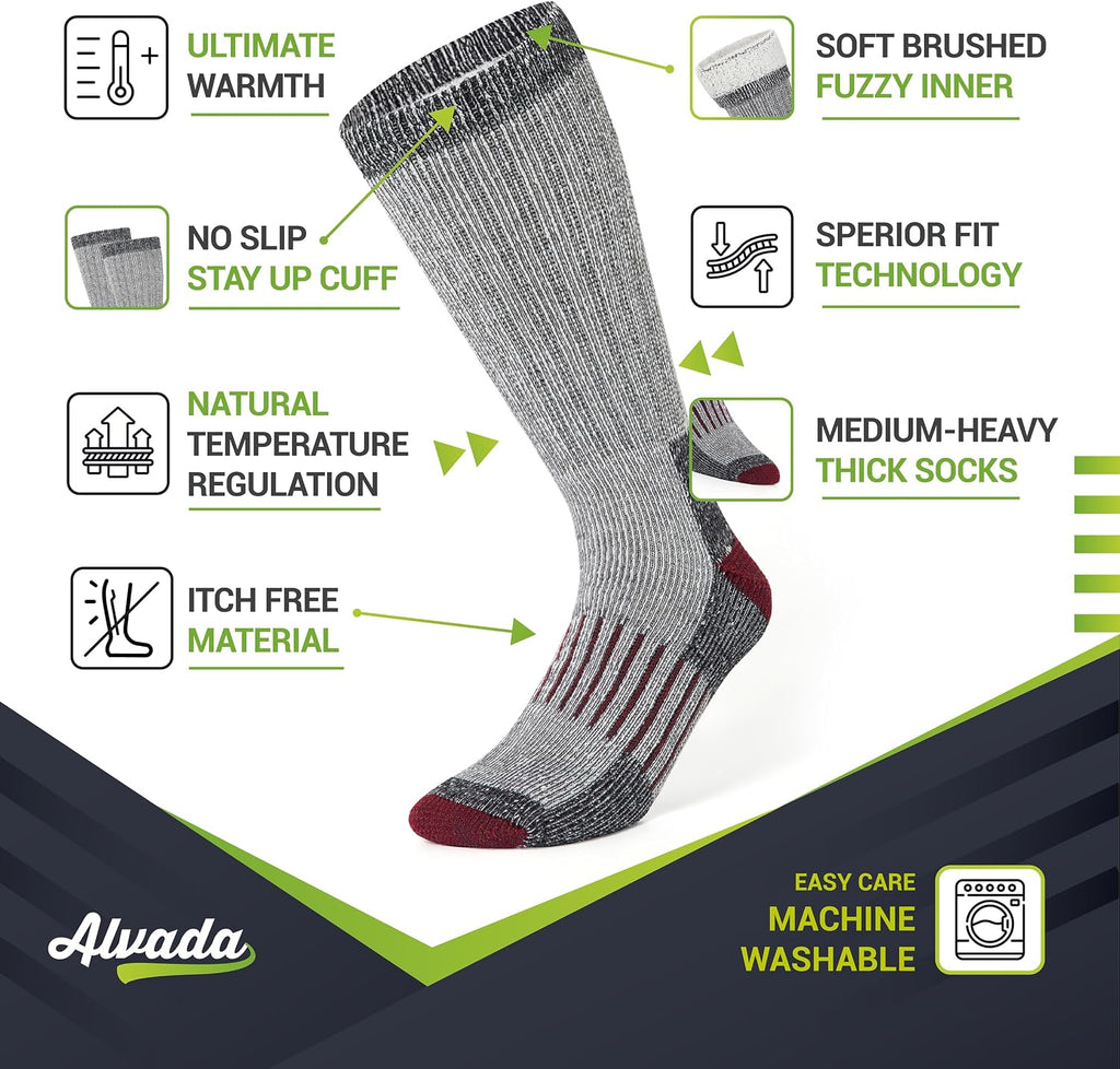 Warm Thermal Wool Socks for Winter Moisture Wicking and Breathable Cozy Boot Socks