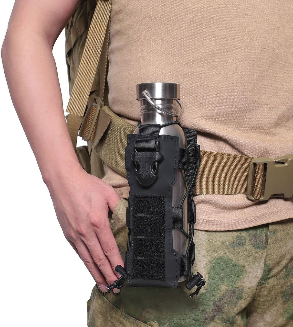 Tactical Molle Water Bottle Pouch & Adjustable Radio Holster Pouch Holder