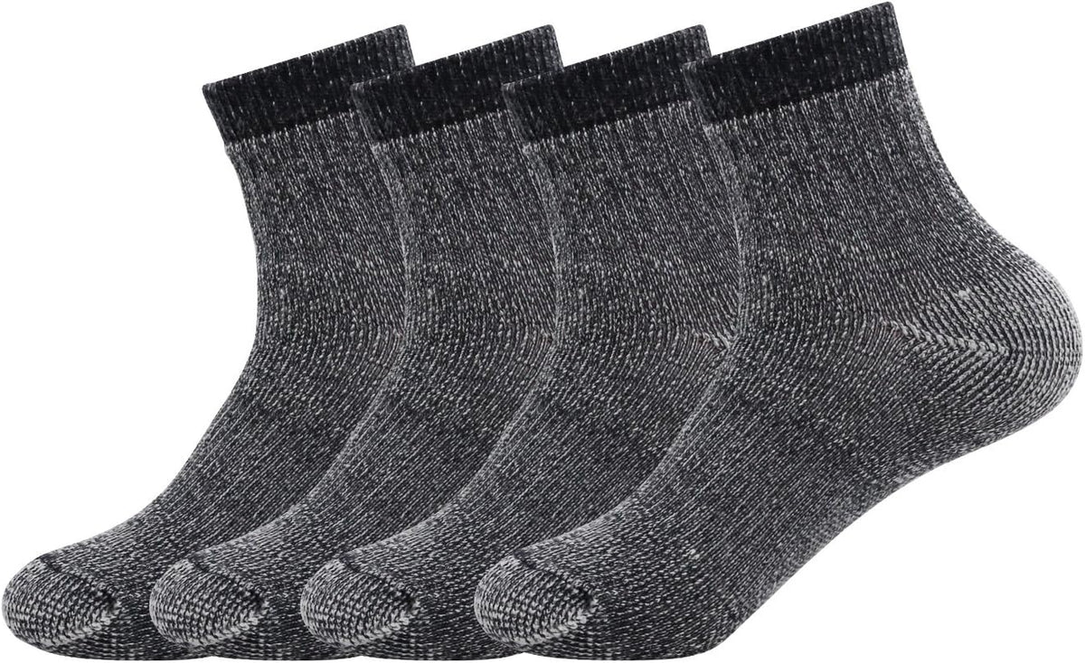 4Pairs Men'S Merino Thermal Warm Crew Wool Hiking Winter Ankle Socks