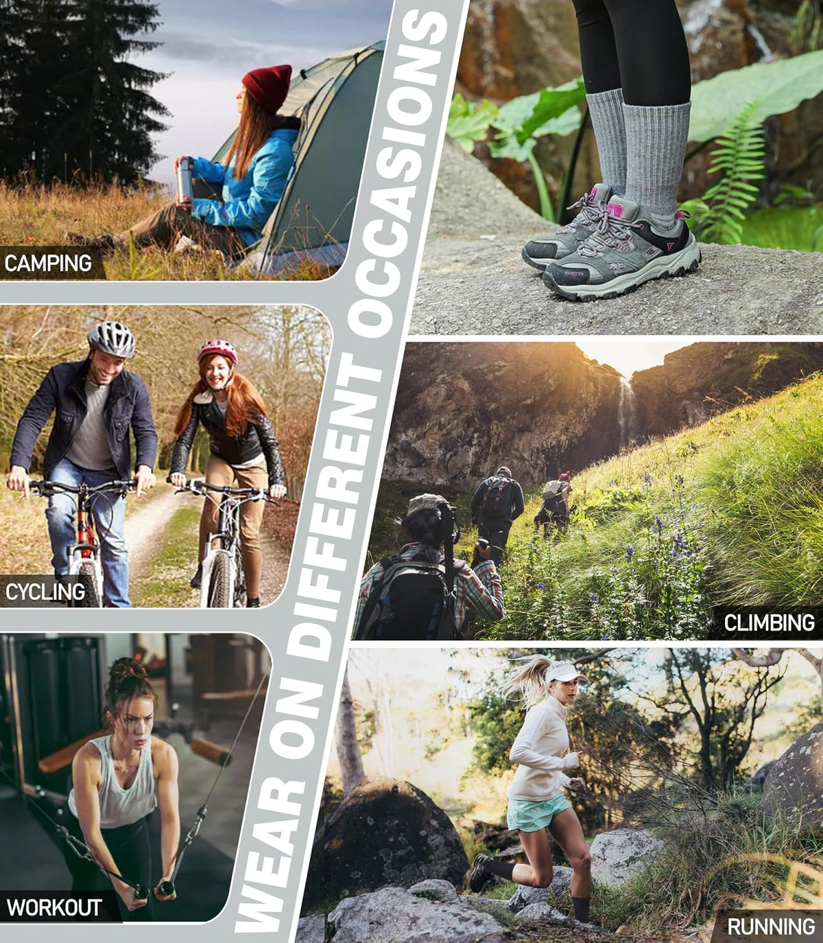 Women's Merino Wool Thermal Crew Socks for Hiking and Running