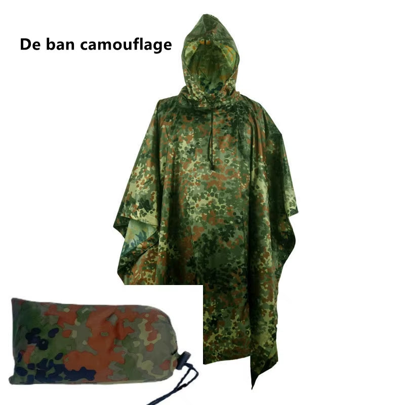 Camouflage Folding Raincoat for Hiking Portable Tactics Poncho Men Waterproof Tourism Packable Rain Jacket Cover Rainwear ﻿
