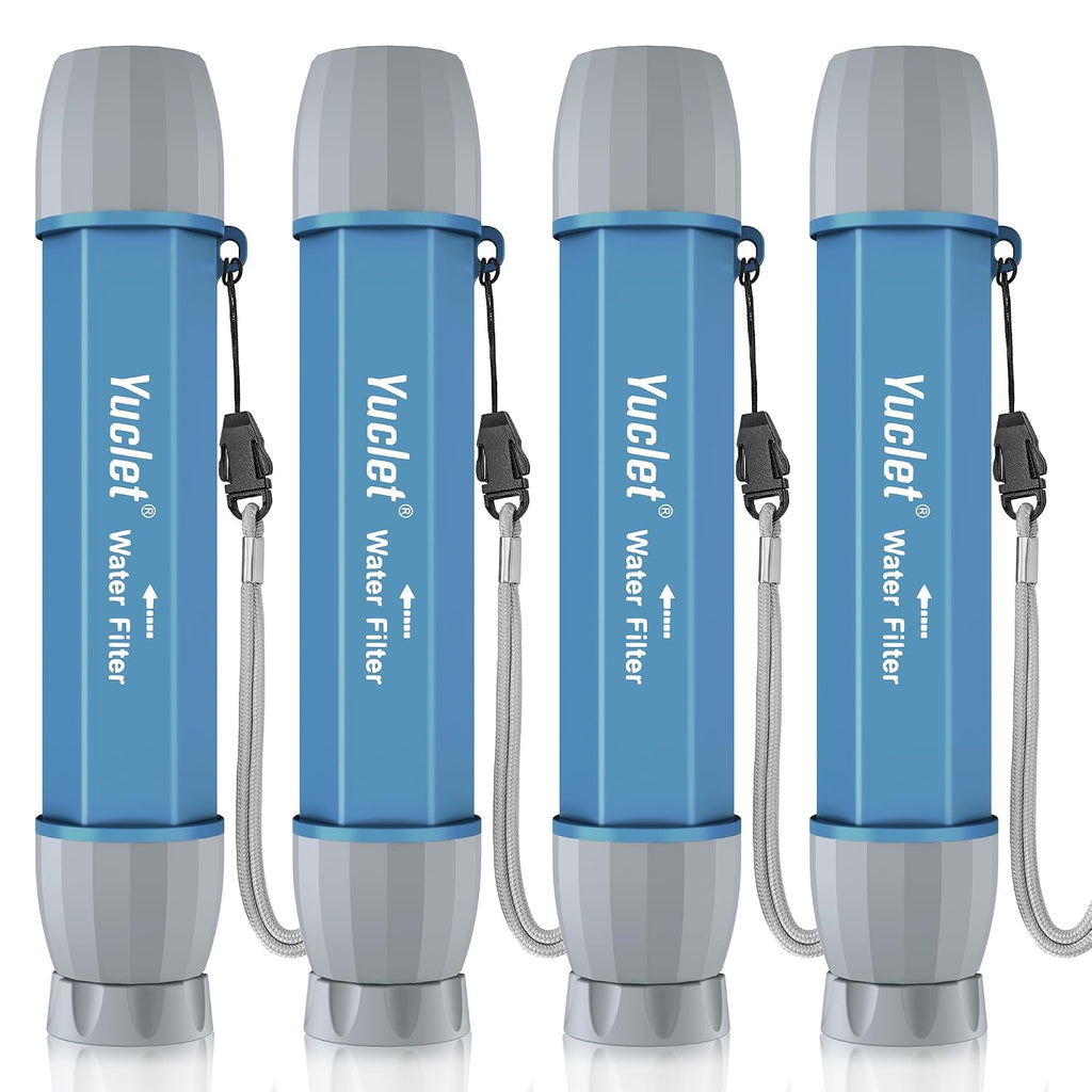 Emergency Water Filter Straw for Survival, Camping & Hiking, 4 Pack