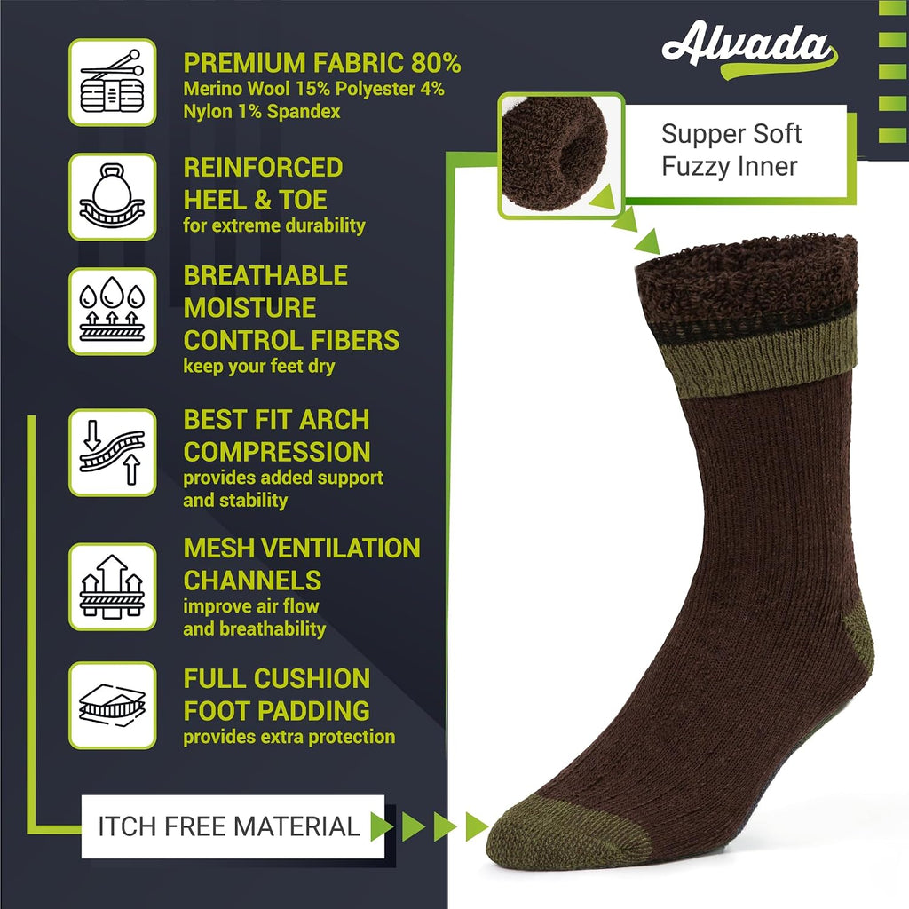 Warm Thermal Wool Socks for Winter Moisture Wicking and Breathable Cozy Boot Socks