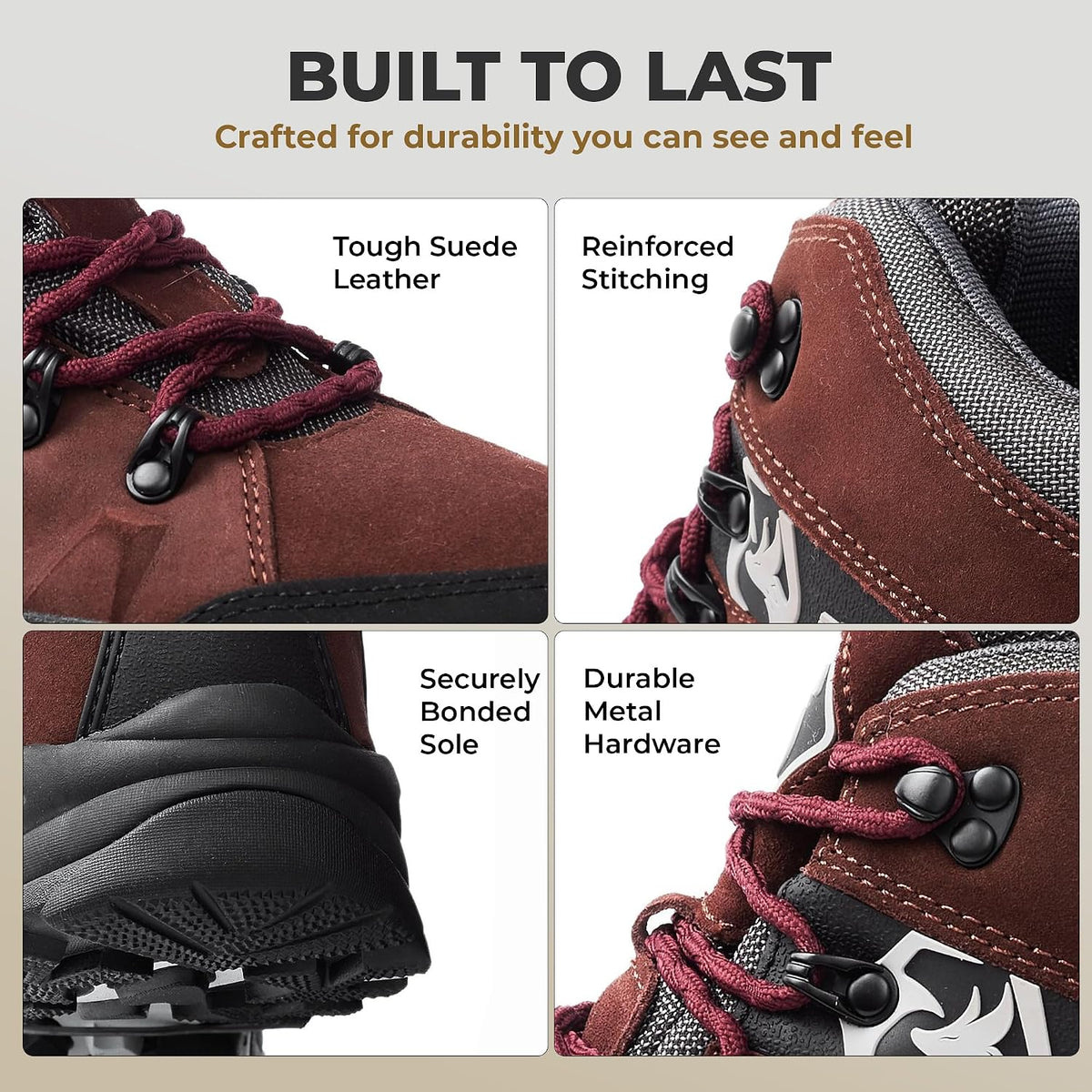 Men’S Hiking Boots – Waterproof Breathable & Lightweight Suede Leather Hiking Boots for Men