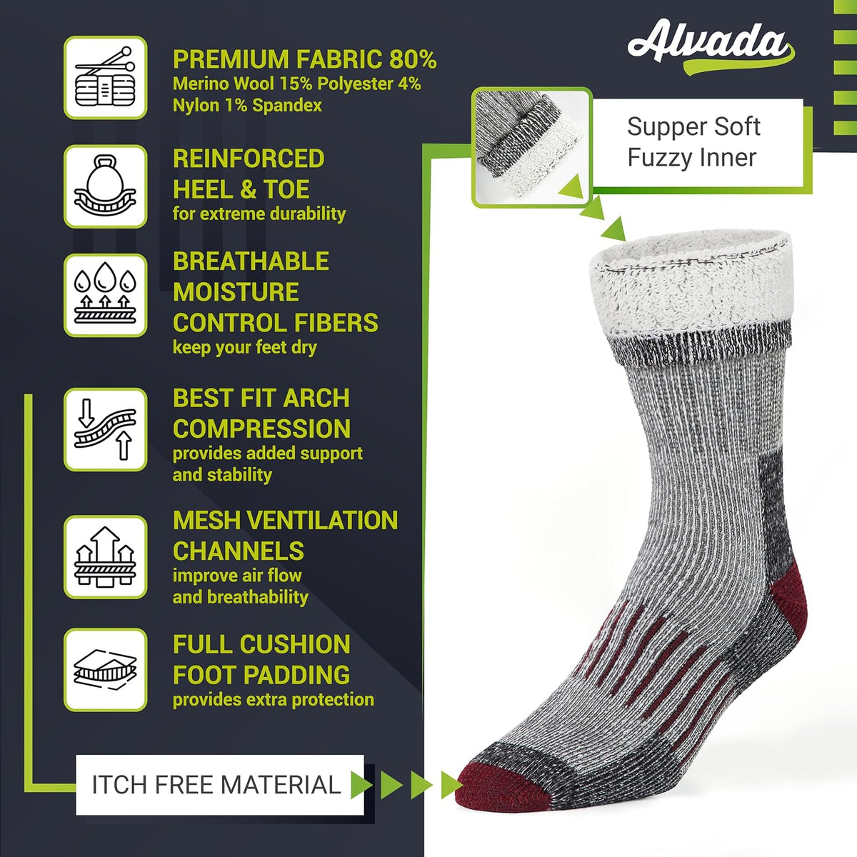 Warm Thermal Wool Socks for Winter Moisture Wicking and Breathable Cozy Boot Socks