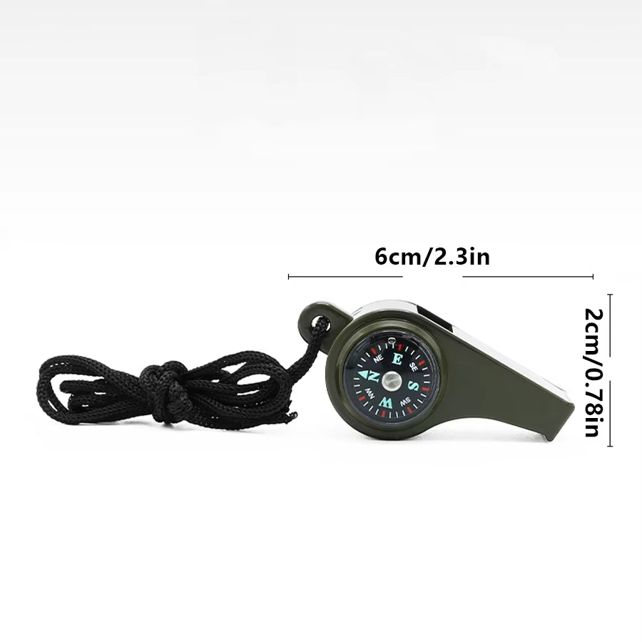 High Decibel Emergency Rescue Whistle with Compass Thermometer and Keychain Camping Hiking and Outdoor Activities