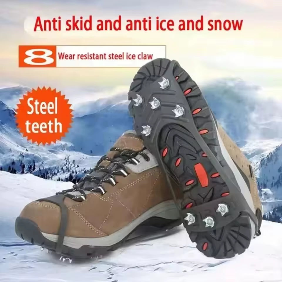 8 Teeth Ice Gripper Spike Shoes Winter Outdoor Anti-Slip Hiking Mountain Climbing Ice Snow Crampons Anti-Slip Shoe Covers Grip