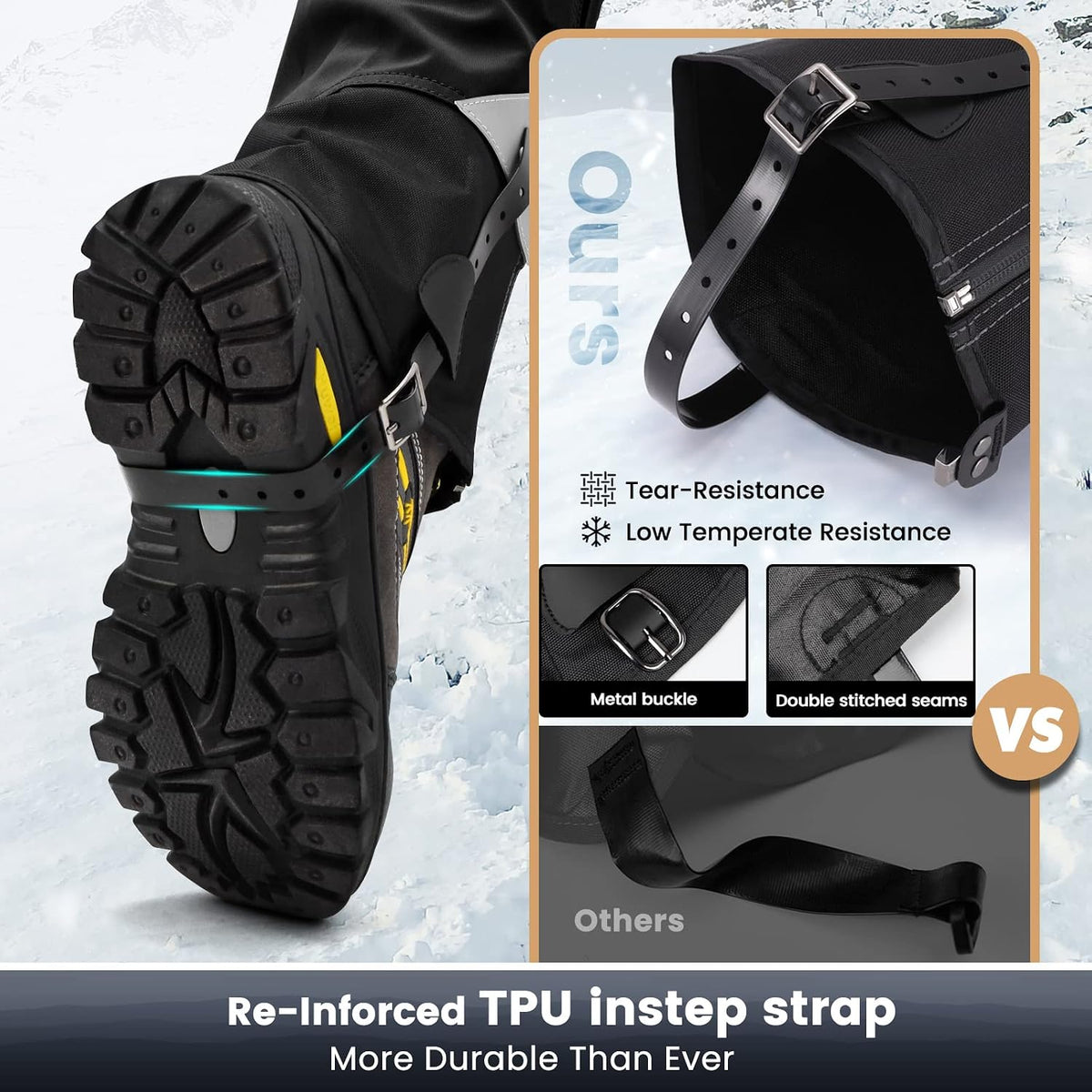 Hiking Gaiters with Upgraded Zipper, Gators for Hiking Boots