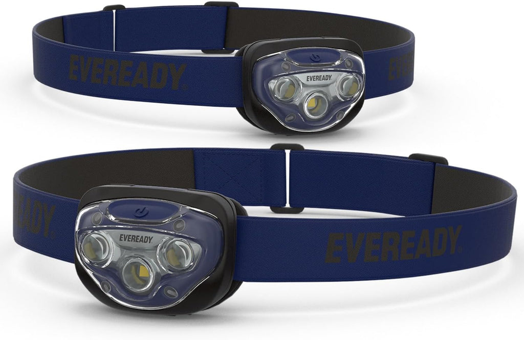 LED Headlamp, 200 Lumen, IPX4 Water Resistant, Durable Indoor and Outdoor Light with Shatterproof Lens, Batteries Included, 2 Pack