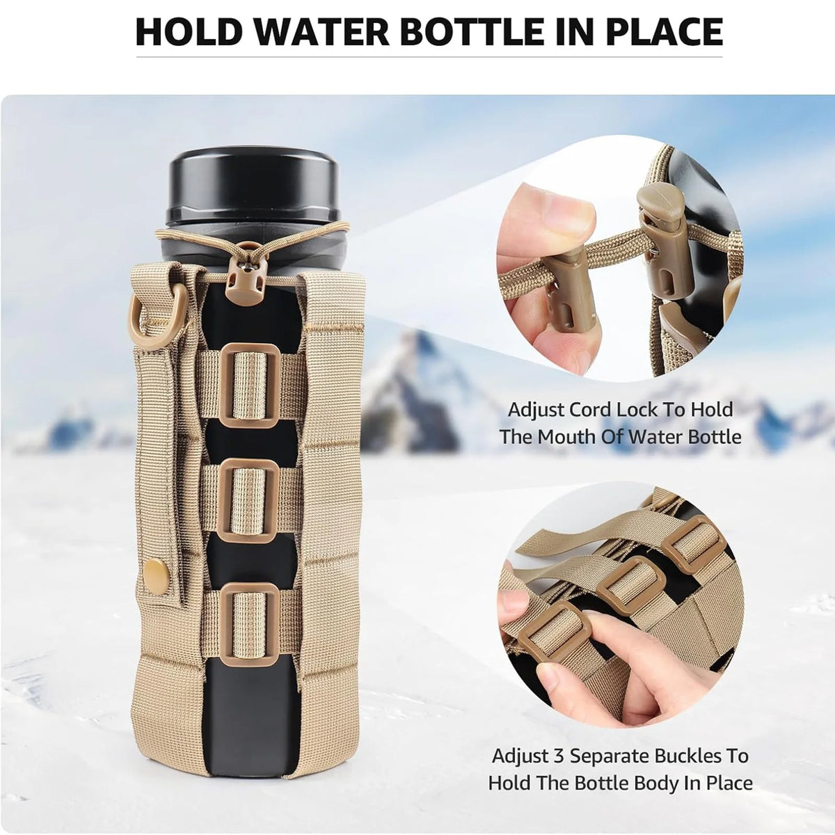 Molle Water Bottle Holder Pouch for Backpack Water Bottle Holder Molle Pouch Adjustable Belt Molle Pouches Water Bottle Carrier