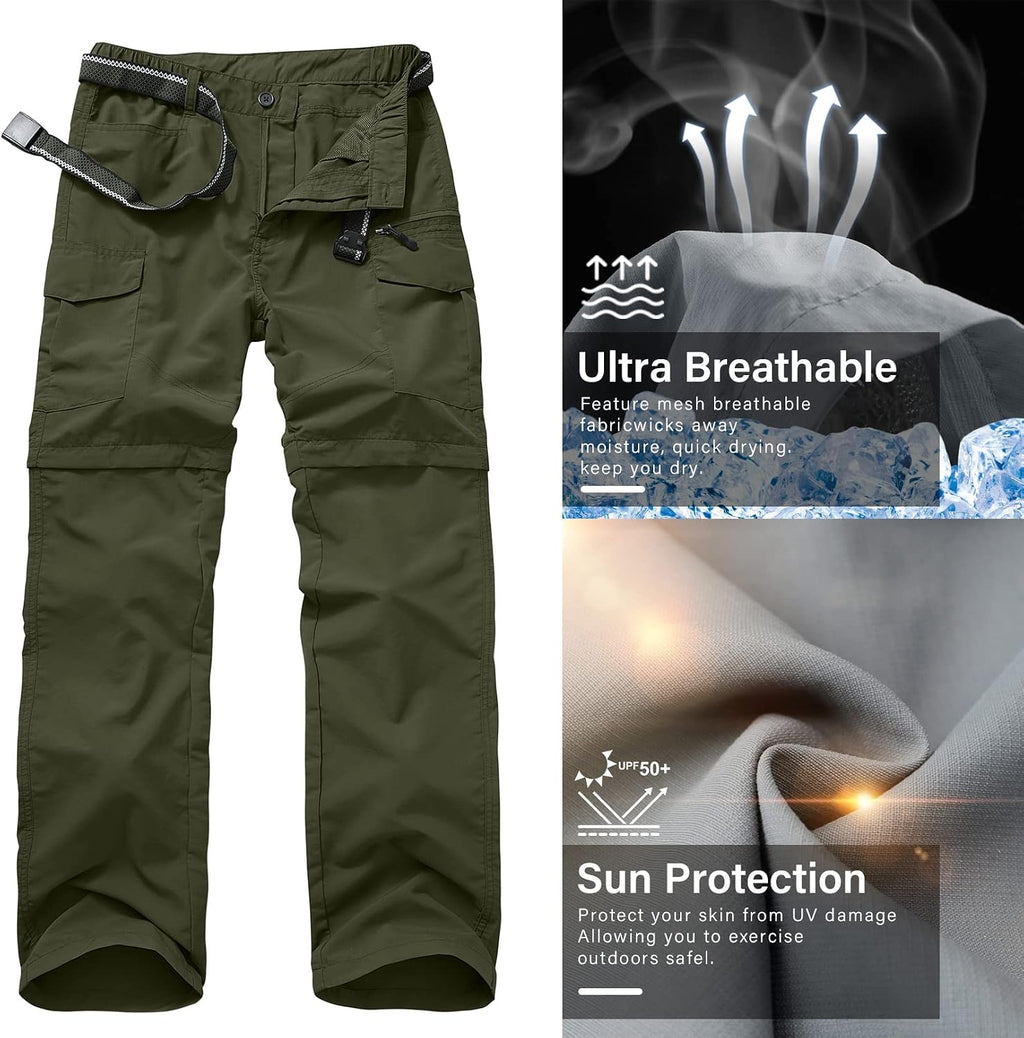 Boy Scout Pants Hiking Mens Convertible Zip off Safari Fishing