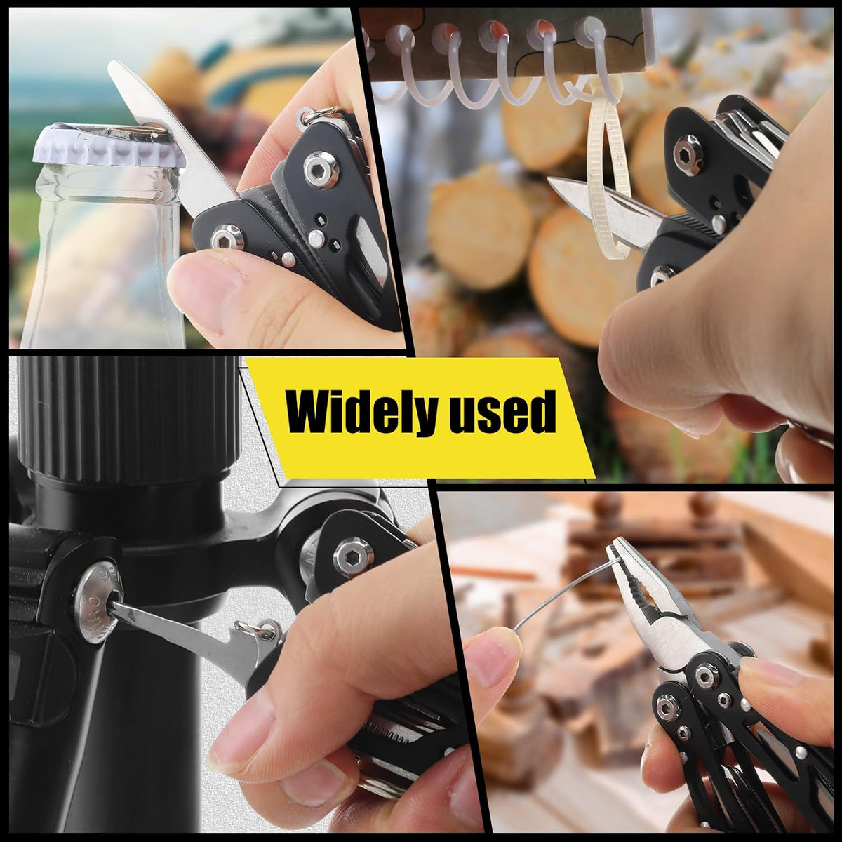 5 Sets Small Multitool Pliers Gift for Men, Stainless Steel Multi Tool with Oxford Cloth Cover, Pliers Foldable Bottle Opener Screwdriver Apply to Camping Dad Gifts (Black)