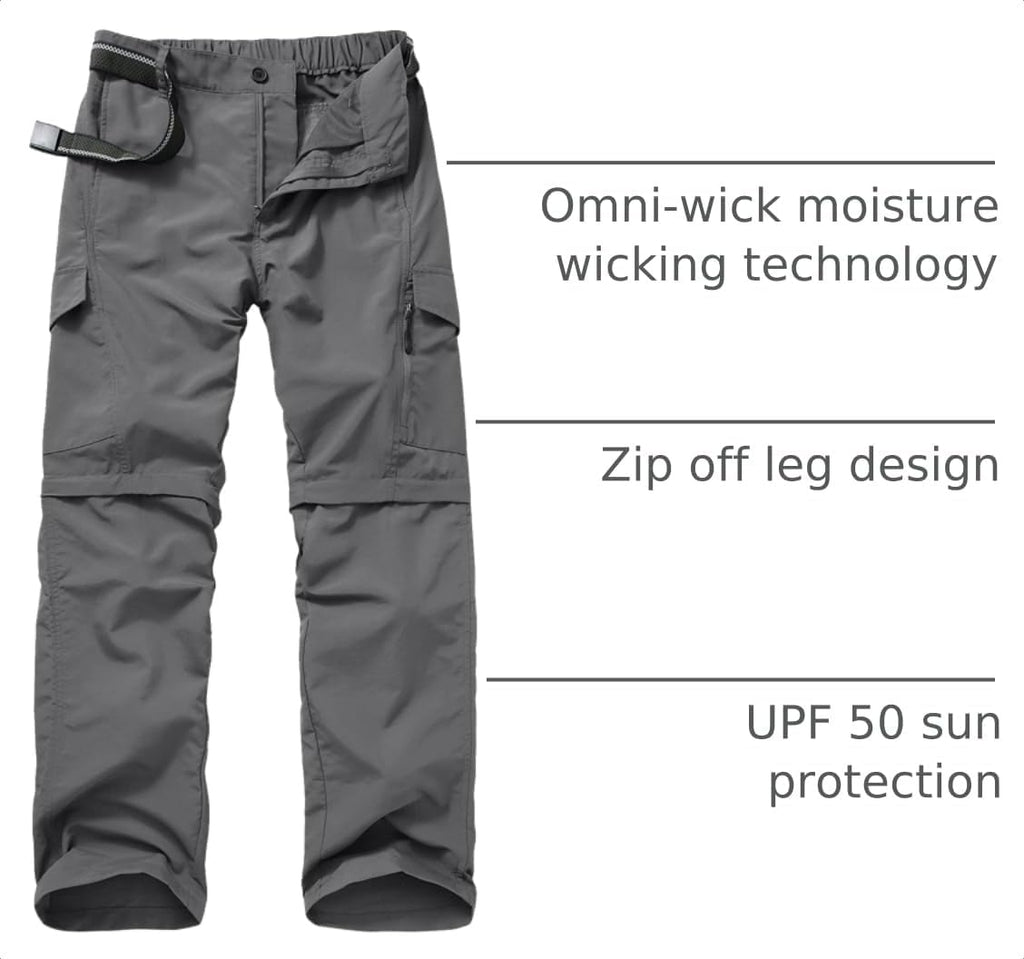 Boy Scout Pants Hiking Mens Convertible Zip off Safari Fishing