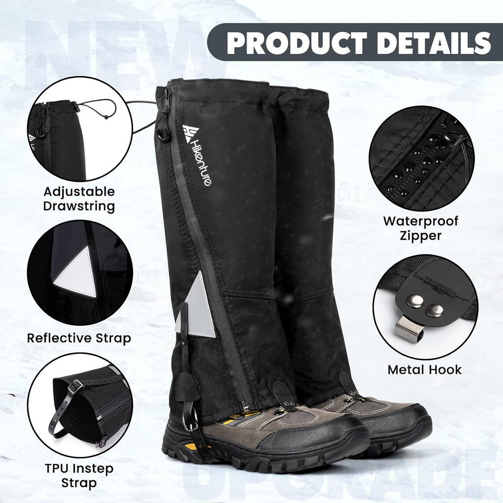 Hiking Gaiters with Upgraded Zipper, Gators for Hiking Boots