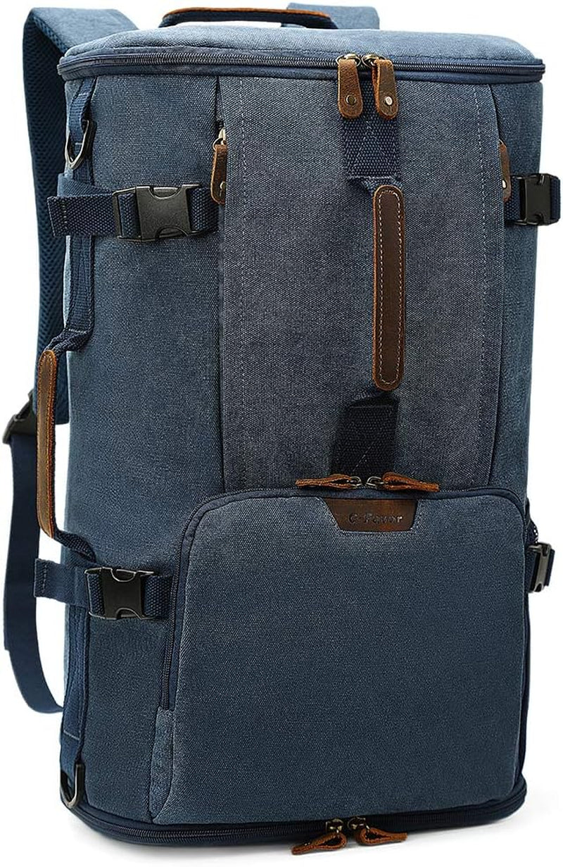 40L Travel Backpack, Vintage Canvas Rucksack Convertible Duffel Bag Carry on Backpack Fit for 17.3 Inch Laptop Bag, Blue