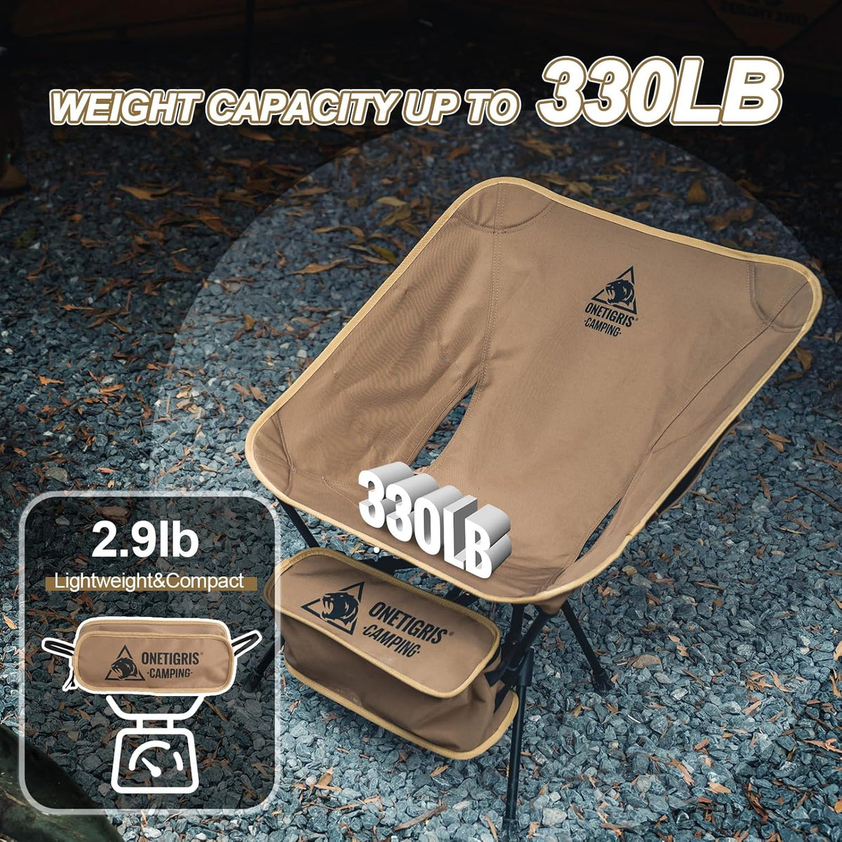 Tigerblade Camping Chair, Lightweight Folding Backpacking Hiking Chair, Compact Portable 330 Lbs Capacity
