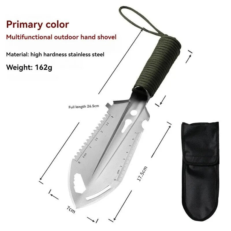 Tactical Survival 6-In-1 Multi-Tool Shovel for Camping, Hiking, Garden Use
