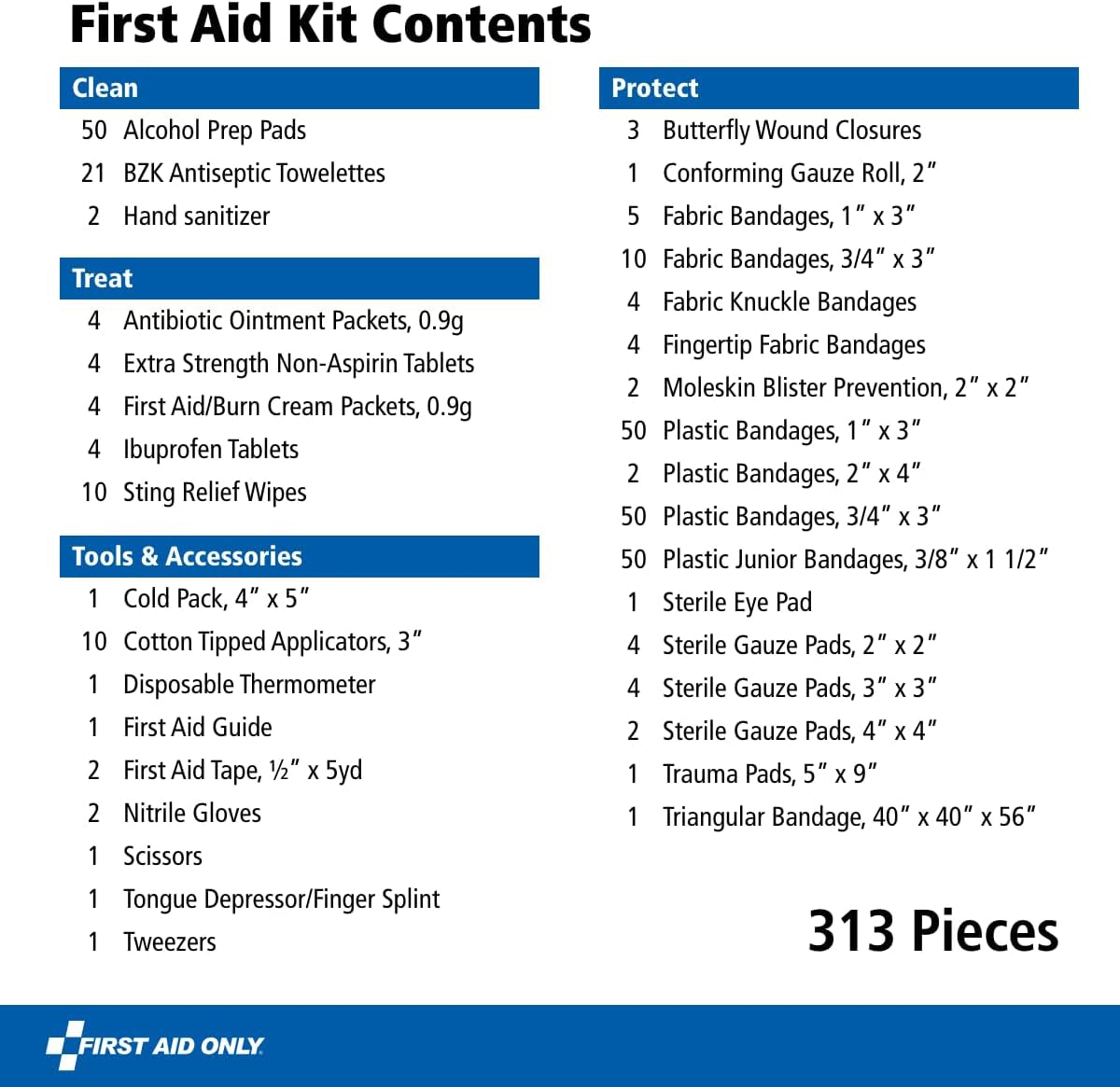 313 Piece Home & Go Emergency First Aid Kit (91081)