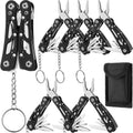 5 Sets Small Multitool Pliers Gift for Men, Stainless Steel Multi Tool with Oxford Cloth Cover, Pliers Foldable Bottle Opener Screwdriver Apply to Camping Dad Gifts (Black)