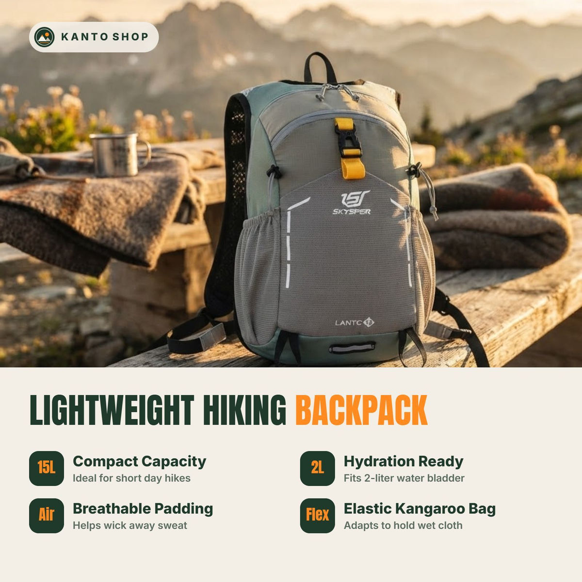 Small Hiking Backpack 15L