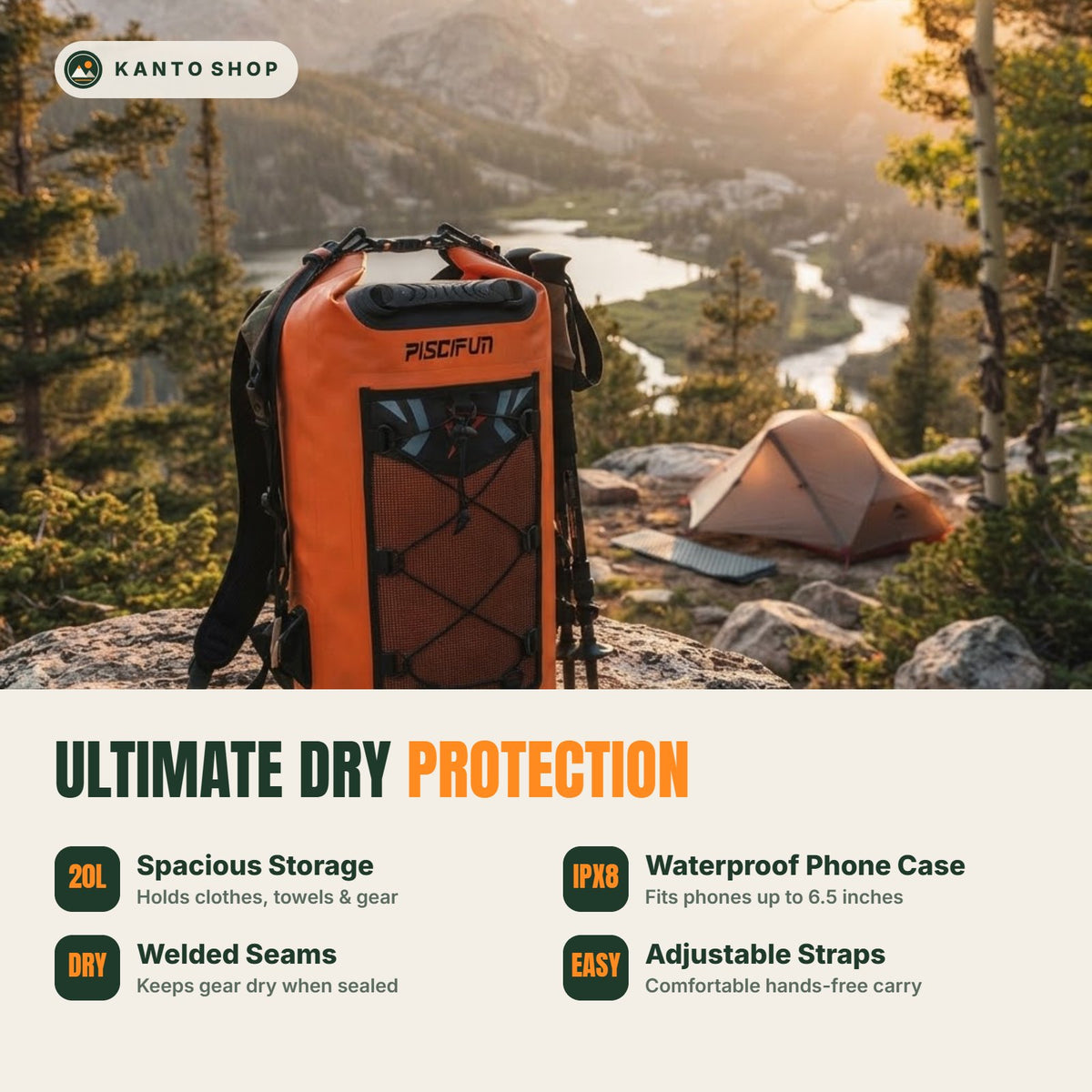 Waterproof Dry Bag Backpack 20L